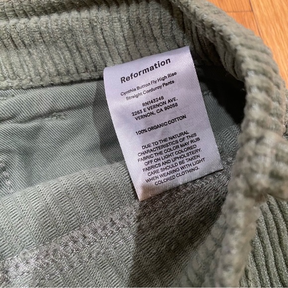 Reformation Cynthia Button Fly High Rise Straight Corduroy Pant - Picture 5 of 5